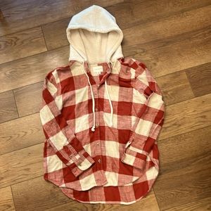 American Eagle flannel shirt with fleece lined hood